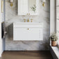 Farlow Shaker Wall Mounted 800mm 1-Drawer Basin Vanity Unit - Satin White
