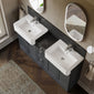 Thaxton 1500mm 4-Door 3-Drawer Double Basin Vanity Unit - Soft Black