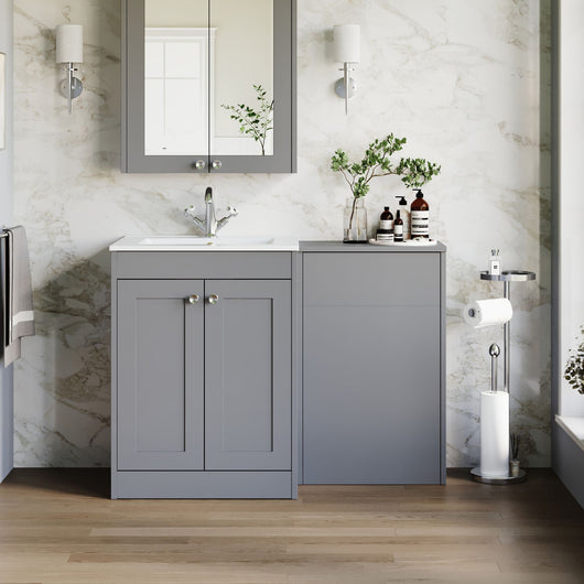  Farlow Shaker 1000mm Floor Standing Minimalist Combination Pack - Satin Grey