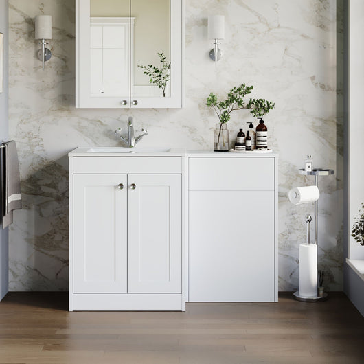  Farlow Shaker 1000mm Floor Standing Minimalist Combination Pack - Satin White