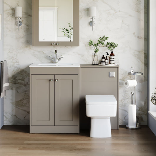  Farlow Shaker 1000mm Floor Standing Minimalist Combination Pack with Square Toilet - Pebble Grey