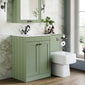Farlow Shaker 1000mm Floor Standing Minimalist Combination Pack with Square Toilet - Satin Green