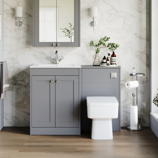  Farlow Shaker 1100mm Floor Standing Minimalist Combination Pack with Square Toilet - Satin Grey