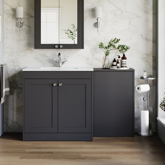  Farlow Shaker 1300mm Floor Standing Minimalist Combination Pack - Satin Soft Black