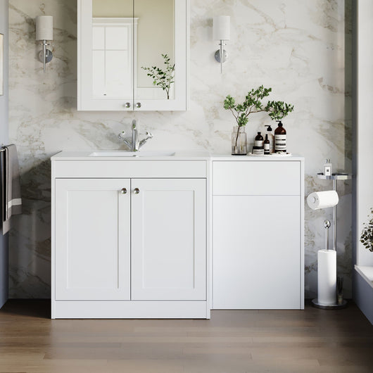  Farlow Shaker 1300mm Floor Standing Minimalist Combination Pack - Satin White