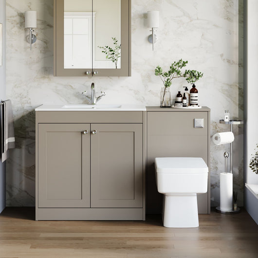  Farlow Shaker 1300mm Floor Standing Minimalist Combination Pack with Square Toilet - Pebble Grey