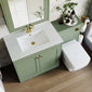 Farlow Shaker 1300mm Floor Standing Minimalist Combination Pack with Square Toilet - Satin Green