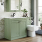 Farlow Shaker 1300mm Floor Standing Minimalist Combination Pack with Square Toilet - Satin Green