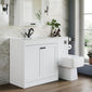 Farlow Shaker 1300mm Floor Standing Minimalist Combination Pack with Square Toilet - Satin White