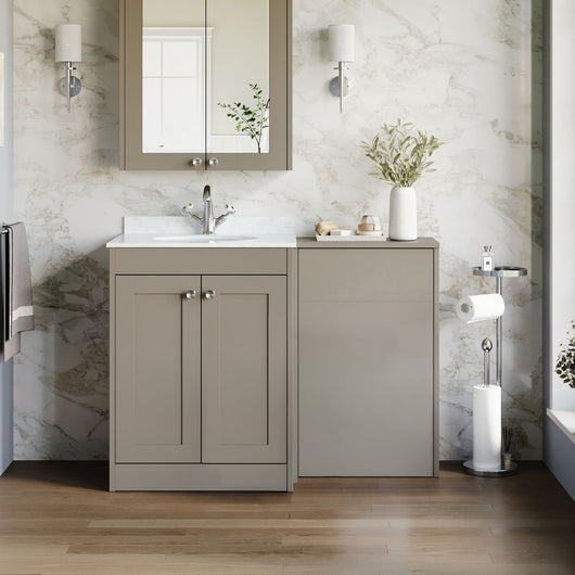  Farlow Shaker 1100mm Floor Standing Marble Top Basin Combination Pack - Pebble Grey