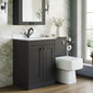 Farlow Shaker 1100mm Floor Standing Marble Top Basin Combination Pack with Square Toilet - Satin Soft Black