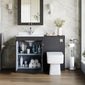 Farlow Shaker 1100mm Floor Standing Marble Top Basin Combination Pack with Square Toilet - Satin Soft Black