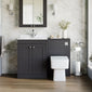 Farlow Shaker 1100mm Floor Standing Marble Top Basin Combination Pack with Square Toilet - Satin Soft Black