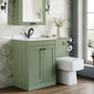 Farlow Shaker 1100mm Floor Standing Marble Top Basin Combination Pack with Square Toilet - Satin Green