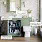 Farlow Shaker 1100mm Floor Standing Marble Top Basin Combination Pack with Square Toilet - Satin Green