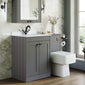 Farlow Shaker 1100mm Floor Standing Marble Top Basin Combination Pack with Square Toilet - Satin Grey