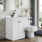 Farlow Shaker 1100mm Floor Standing Marble Top Basin Combination Pack with Square Toilet - Satin White