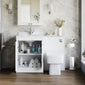 Farlow Shaker 1100mm Floor Standing Marble Top Basin Combination Pack with Square Toilet - Satin White