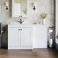 Farlow Shaker 1300mm Floor Standing Marble Top Basin Combination Pack - Satin White