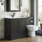 Farlow Shaker 1300mm Floor Standing Marble Top Basin Combination Pack with Square Toilet - Satin Soft Black