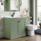 Farlow Shaker 1300mm Floor Standing Marble Top Basin Combination Pack with Square Toilet - Satin Green