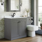 Farlow Shaker 1300mm Floor Standing Marble Top Basin Combination Pack with Square Toilet - Satin Grey