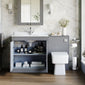 Farlow Shaker 1300mm Floor Standing Marble Top Basin Combination Pack with Square Toilet - Satin Grey