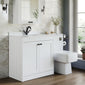 Farlow Shaker 1300mm Floor Standing Marble Top Basin Combination Pack with Square Toilet - Satin White
