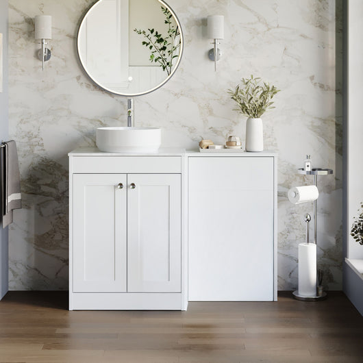  Farlow Shaker 1100mm Floor Standing Vessel Combination Pack - Satin White