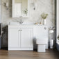 Farlow Shaker 1300mm Floor Standing Marble Top Basin Combination Pack with Square Toilet - Satin White