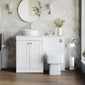 Farlow Shaker 1100mm Floor Standing Vessel Combination Pack with Square Toilet - Satin White