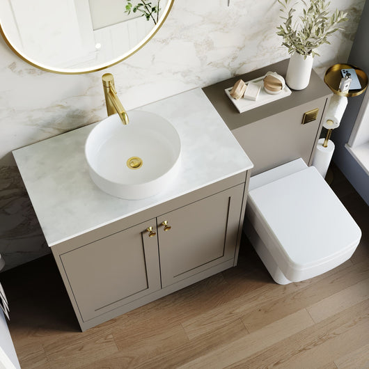  Farlow Shaker 1300mm Floor Standing Vessel Combination Pack with Square Toilet - Pebble Grey