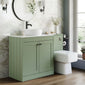 Farlow Shaker 1300mm Floor Standing Vessel Combination Pack with Square Toilet - Satin Green