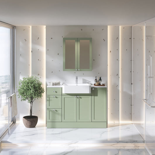  Thaxton Door 1200mm 3-Set Vanity Unit with Basin - Fern Green