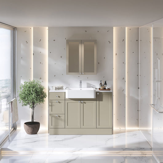 Thaxton Door 1200mm 3-Set Vanity Unit with Basin - Pebble Grey