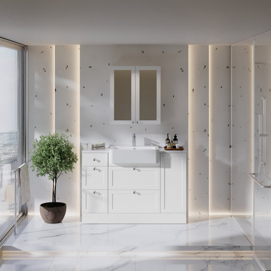  Thaxton Drawer 1200mm 3-Set Vanity Unit with Basin - Matt White