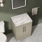 Farlow Shaker Floor Standing 600mm 2-Door Vanity with Carrera Marble Laminate Worktop - Pebble Grey