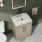 Farlow Shaker Floor Standing 600mm 2-Door Vanity with Carrera Marble Laminate Worktop - Pebble Grey