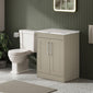 Farlow Shaker Floor Standing 600mm 2-Door Vanity with Carrera Marble Laminate Worktop - Pebble Grey