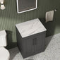 Farlow Shaker Floor Standing 600mm 2-Door Vanity with Carrera Marble Laminate Worktop - Satin Soft Black