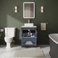 Farlow Shaker Floor Standing 600mm 2-Door Vanity with Carrera Marble Laminate Worktop - Satin Soft Black