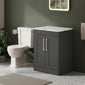 Farlow Shaker Floor Standing 600mm 2-Door Vanity with Carrera Marble Laminate Worktop - Satin Soft Black