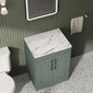 Farlow Shaker Floor Standing 600mm 2-Door Vanity with Carrera Marble Laminate Worktop - Satin Green