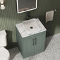 Farlow Shaker Floor Standing 600mm 2-Door Vanity with Carrera Marble Laminate Worktop - Satin Green