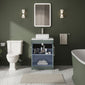Farlow Shaker Floor Standing 600mm 2-Door Vanity with Carrera Marble Laminate Worktop - Satin Green
