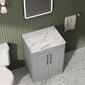 Farlow Shaker Floor Standing 600mm 2-Door Vanity with Carrera Marble Laminate Worktop - Satin Grey