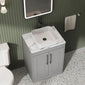 Farlow Shaker Floor Standing 600mm 2-Door Vanity with Carrera Marble Laminate Worktop - Satin Grey