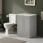 Farlow Shaker Floor Standing 600mm 2-Door Vanity with Carrera Marble Laminate Worktop - Satin Grey