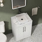 Farlow Shaker Floor Standing 600mm 2-Door Vanity with Carrera Marble Laminate Worktop - Satin White