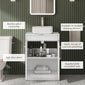 Farlow Shaker Floor Standing 600mm 2-Door Vanity with Carrera Marble Laminate Worktop - Satin White